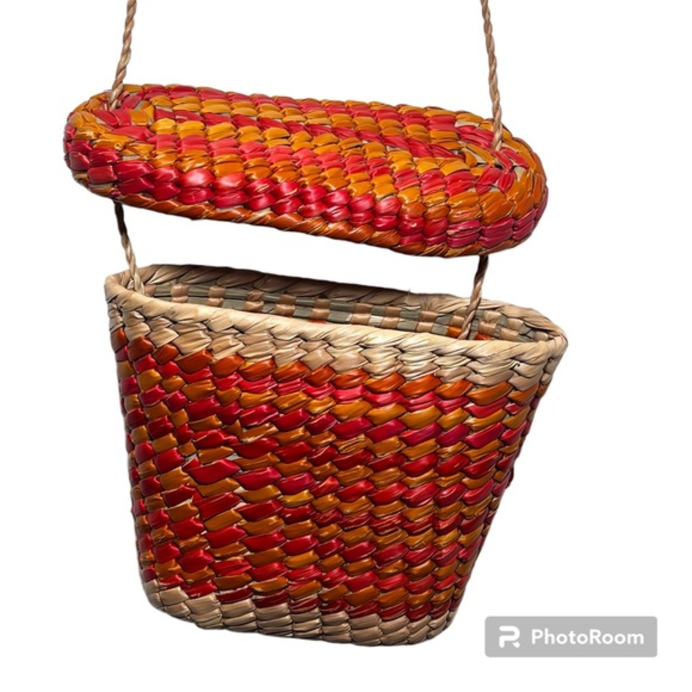 Vintage Natural Straw Mini Bucket Bag